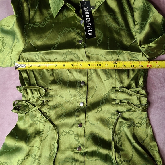 Dangerfield Olive Satin Corset Dress - Picture 11 of 13